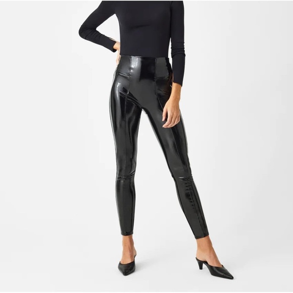 NWT Spanx - Faux Patent Leather Leggings - Classic Black - Picture 4 of 9